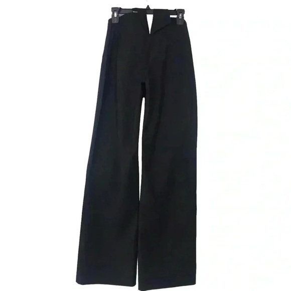 Anna October Wool Crossover Palazzo Pants Women’s 6 Black High Waist Slit NWT - Picture 11 of 16